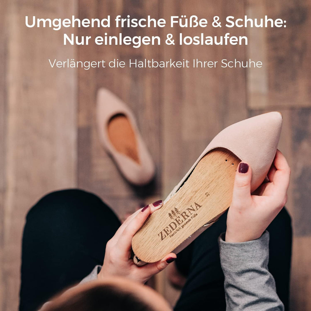 Zederna® 3 Paar Zedernholz Schuheinlagen Schweissfüsse, Einlegesohlen Herren & Damen gegen Fusspilz.