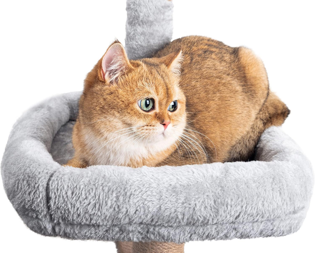 HOMIDEC Katzen Kratzbaum, 145 cm Katzenbaum Kletterturm, Kletterbaum Aktivitätskratzbäum mit Säulen