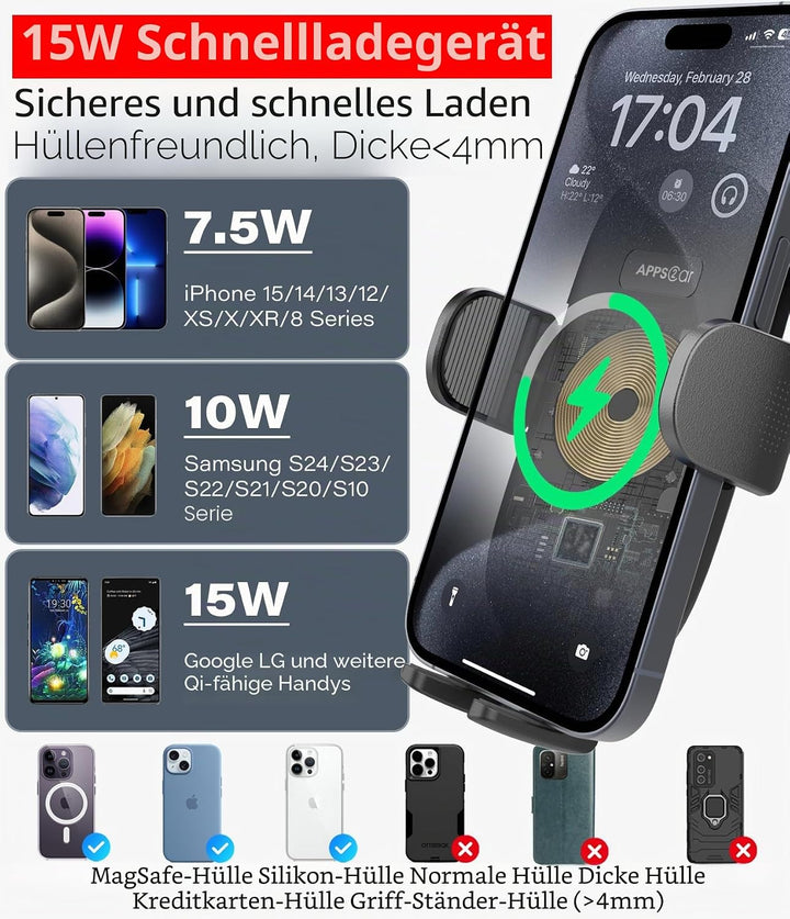 APPS2Car Handyhalterung Auto Getränkehalter mit Ladefunktion, Ladegerät Auto Kfz-Handyhalterung mit