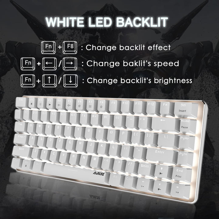 Hotswapple Gaming-Tastatur, 80% Mechanische Rote Schalter Keyboard mit weisse LED-Hintergrundbeleuch