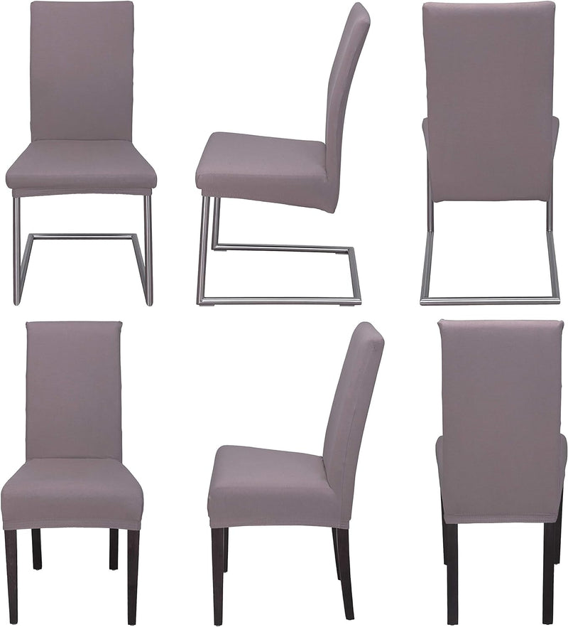 Staboos Stuhlhussen 6er Set - Hohe Elastizität - Stuhlbezug 6er Set - ÖKO TEX Zertifiziert (Taupe-Br