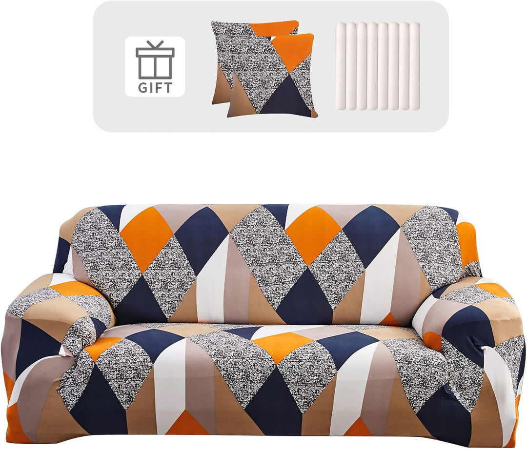 Lydevo Sofabezug 3 Sitzer Stretch Sofahusse Elastischer Sofabezug Spandex Sofa Überzug mit 2 Kissenb