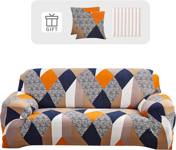 Lydevo Sofabezug 3 Sitzer Stretch Sofahusse Elastischer Sofabezug Spandex Sofa Überzug mit 2 Kissenb