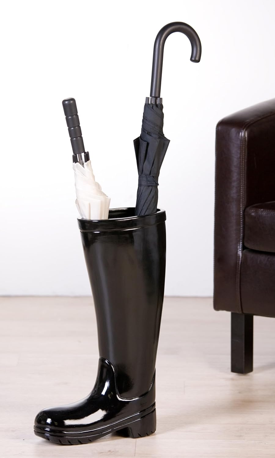 Casablanca Deko Gummistiefel Schirmständer aus Keramik mit Wasserauffangschale - Regenschirmständer