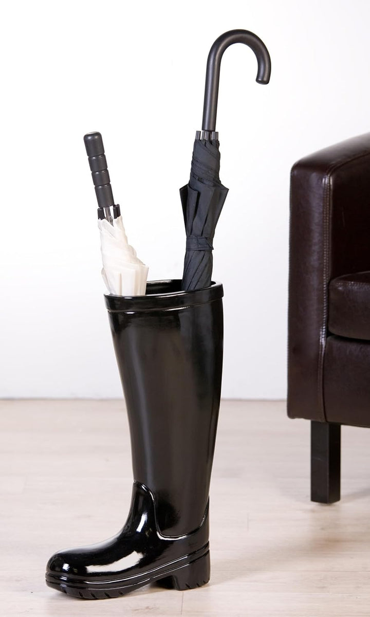 Casablanca Deko Gummistiefel Schirmständer aus Keramik mit Wasserauffangschale - Regenschirmständer
