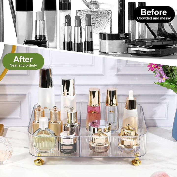DASITON Make Up Kosmetik Organizer Acryl, 5 Fächer Schmink Aufbewahrung für Pinsel, Lippenstift, Par