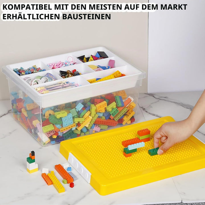 Aufbewahrungsbox Spielzeug mit Deckel &amp; AbnehmbaresTablett &amp; Bauplatte,Spielzeug Box aus PP,Aufbewah