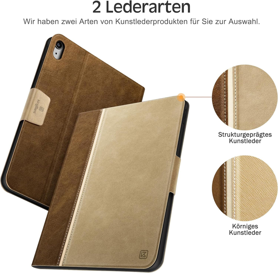 KingBlanc Hülle für iPad 10. Generation 10,9" 2022 mit Stifthalter, Schutzhülle aus veganem Leder, A