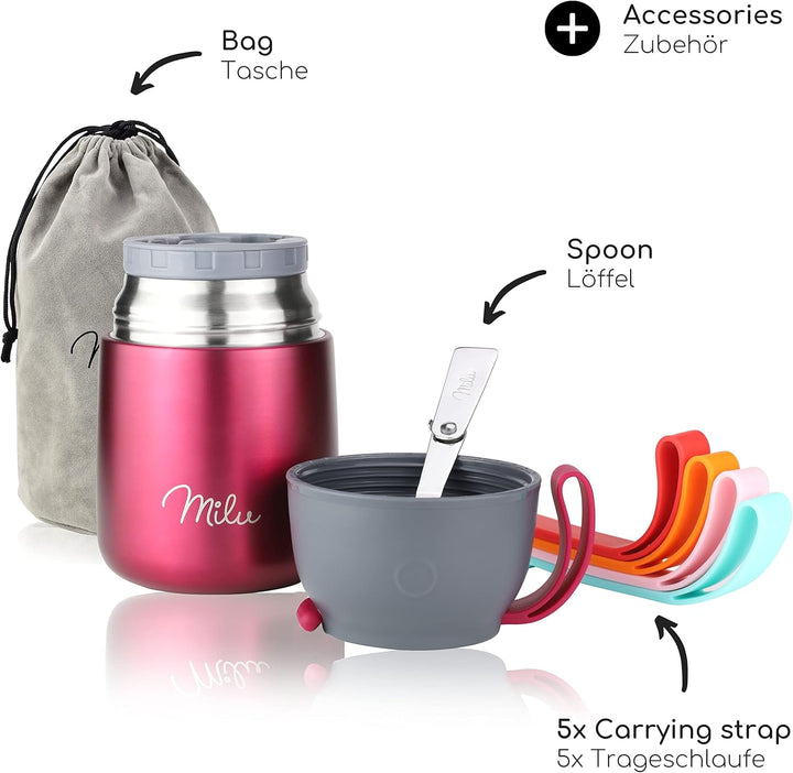 Milu® Thermobehälter 450, 650ml | Edelstahl Warmhaltebehälter | Essensbehälter | Speisegefäss Babyna