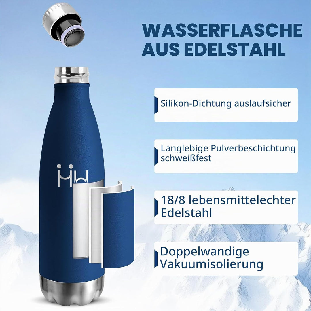 HoneyHolly Trinkflasche Edelstahl - 750ml - Thermosflasche, BPA-Frei, Trinkflaschen Sport - Auslaufs