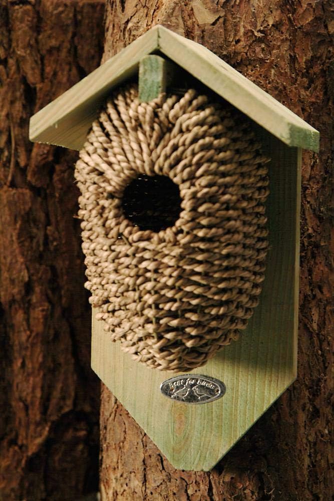2 Stück Esschert Design Nistkasten, Vogelhaus mit Höhle aus Seegrass, ca. 15 cm x 10 cm x 26 cm