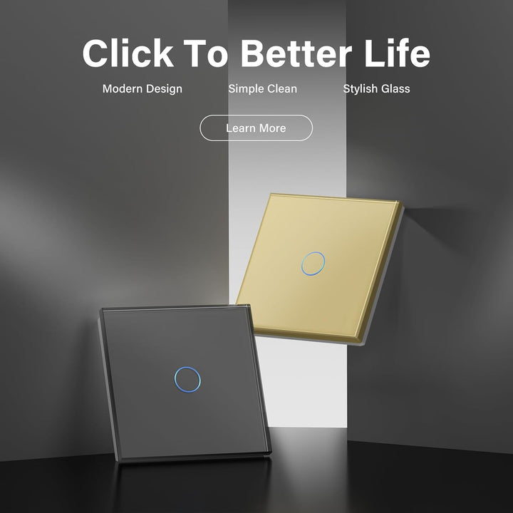 BSEED Touch Lichtschalter Glas Berührung Wandlichtschalter Standard 110V - 240V Gehärtete Kristallpl