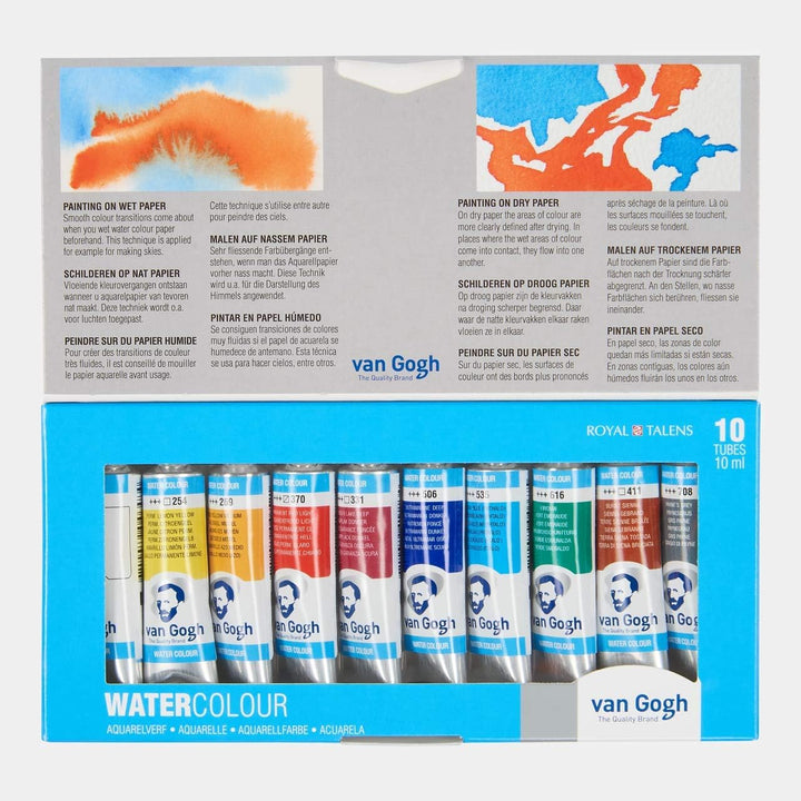 Talens VAN GOGH Aquarellfarbe Basis-Set mit 10 x 10 ml Tuben im Karton 10 ml (10er Pack) 10 General