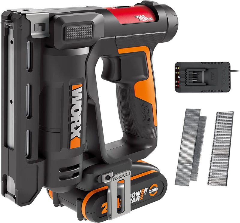 WORX Akku-Nagler 18V(MAX 20V) WX843, PowerShare, 2-in-1- und Klammertacker, einfache Tiefenverstellu