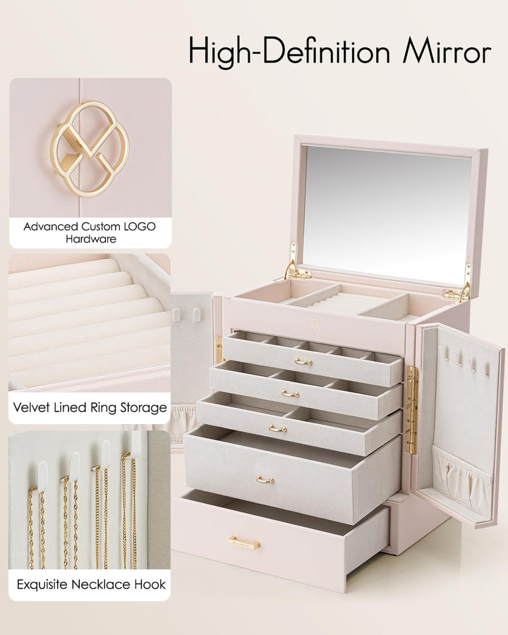 Vlando Schmuckaufbewahrung Gross, Schmuckschatulle Schmuck Organizers Gross XXL, Schmuckkästchen mit