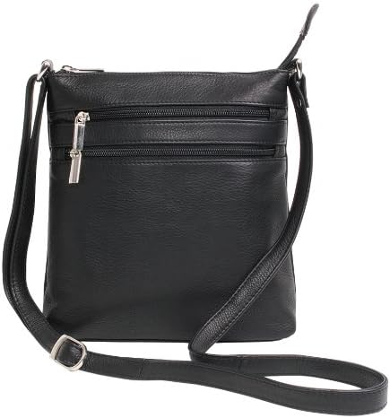 LOUANA Tasche Echt-Leder, 25x22x5,5cm Schwarz, Schwarz