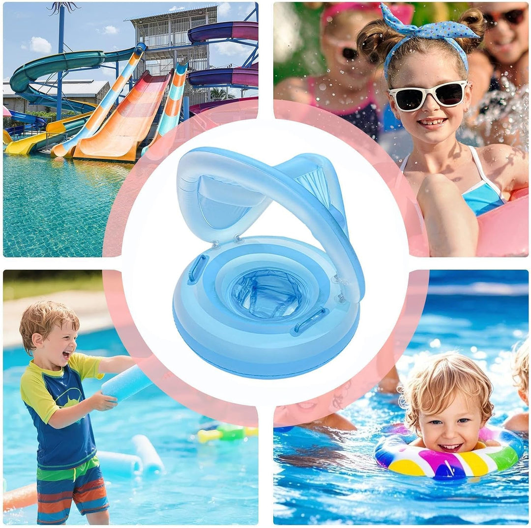 Kinder Schwimminsel mit Sonnendach | Wasserdicht tragbar aufblasbar - Verstärkte Schwimmhilfe,für Ki