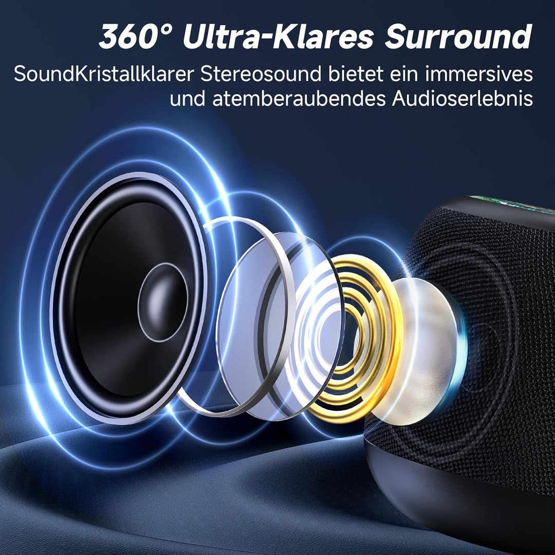 JYX Bluetooth Lautsprecher, 60W Tragbarer Party Lautsprecher mit Bluetooth 5.3, IPX7 Wasserdicht, TW