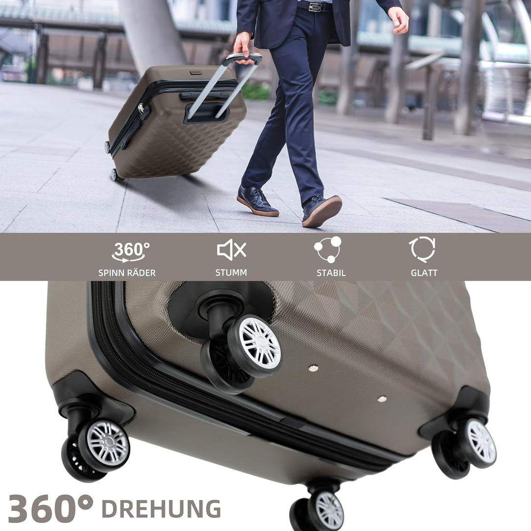 BEIBYE Zwillingsrollen 2066 Hartschale Trolley Koffer Reisekoffer Handgepäck Boardcase M (Coffee, M)