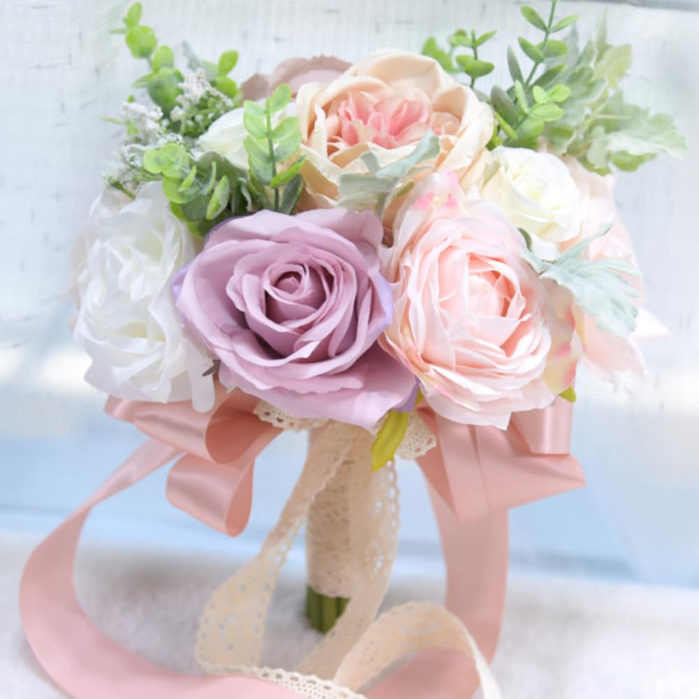 LESING Brautsträusse für Hochzeit, künstliche Rose, Pfingstrosen, handgefertigt, romantisch, Hochzei