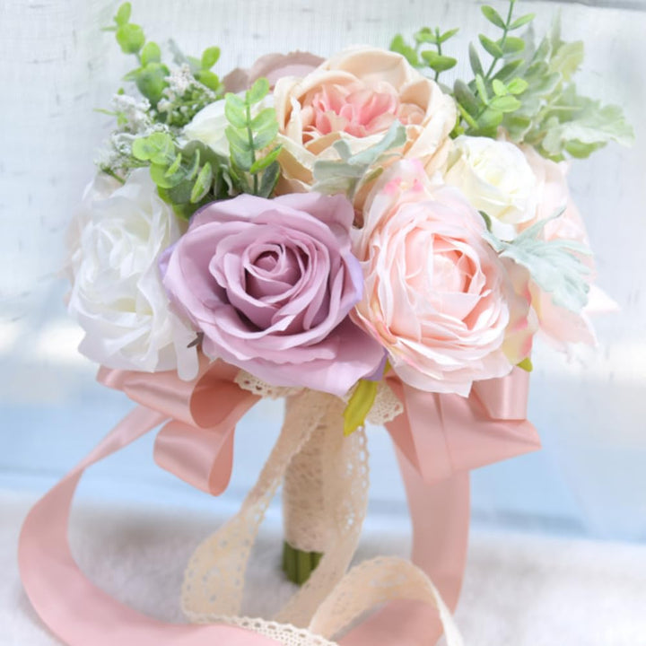 LESING Brautsträusse für Hochzeit, künstliche Rose, Pfingstrosen, handgefertigt, romantisch, Hochzei