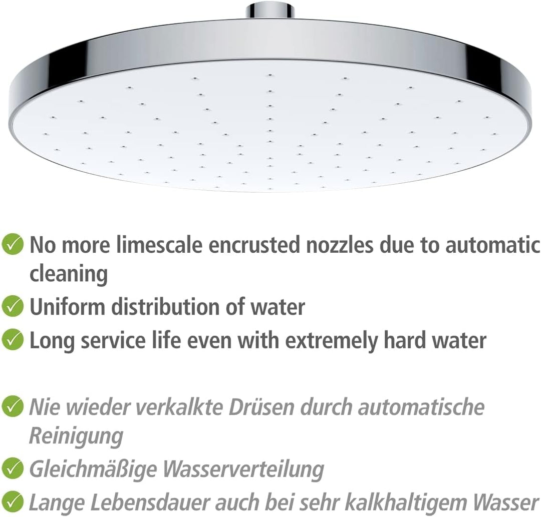 WENKO Regenduschkopf Automatic Cleaning - Anti-Kalk Universal-Kopfbrause mit automatischem Reinigung