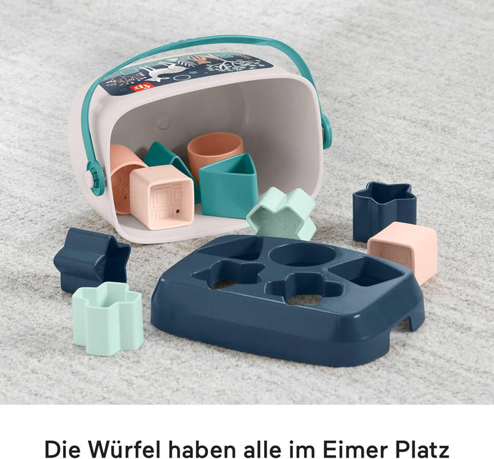 Fisher-Price - Babys erste Bausteine – Marineblaues Kitz, Set mit 10 Bausteinen zum Stapeln und Sort