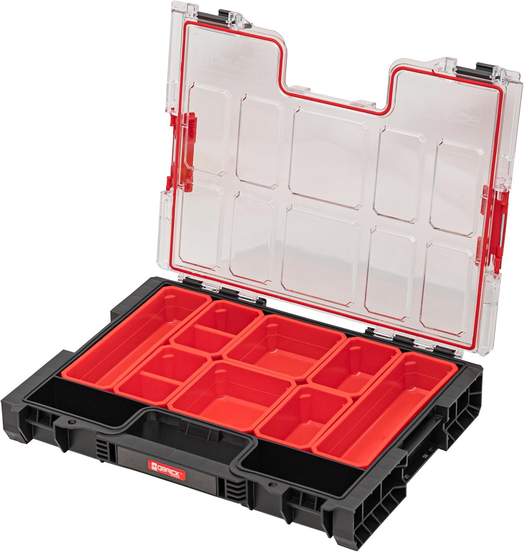 Qbrick System Werkzeugkoffer Werkzeugkasten Leer Werkzeugkiste PRO Organizer 200 Schwarz Rot 452 x 3