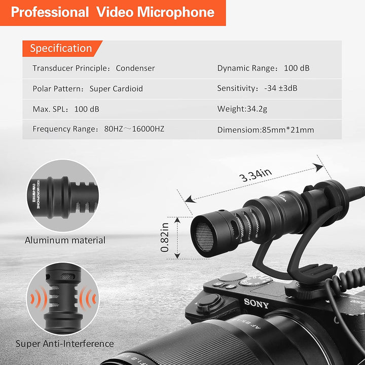 comica Kamera Mikrofon, CVM-VM10II Video Shotgun Mikrofon Cardioid Richtmikrofon für Canon Nikon Son