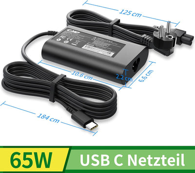 CYD 65W USB C ladegerät für Ladekabel-Dell-Laptop XPS 12 9250, XPS 13 9350 9360 9365 9370 9380, Lati