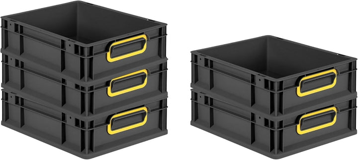 PROREGAL Eurobox NextGen Color | HxBxT 12x30x40cm | 11 Liter | Griffe gelb geschlossen | Schwarz | E