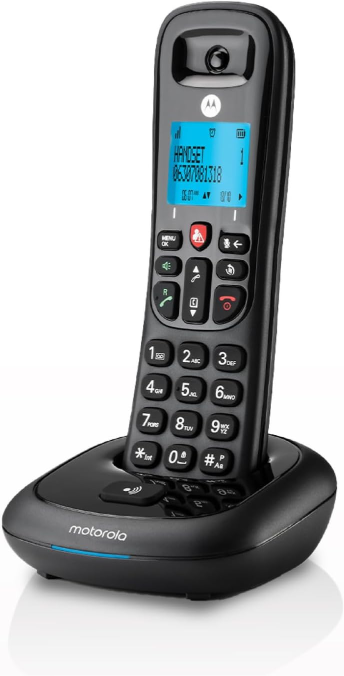 Motorola Cd4001 Negro Teléfono Fijo Inalámbrico Con Pantalla Y Teclado Retroiluminado