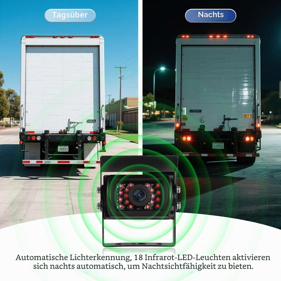 Rückfahrkamera, HD 18 Infrarot LEDs Nachtsicht Rückfahrkamera mit 4 Pin Aviation Stecker, IP68 wasse