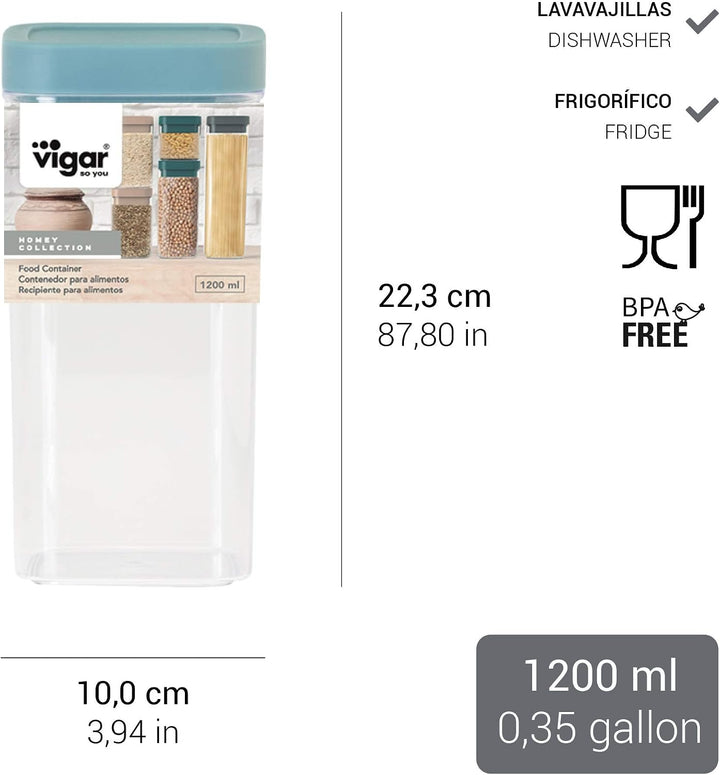 Vigar - Homey | 1200 mL Luftdichte Aufbewahrungsbox mit Deckel Küche - BPA-freier Kunststoff, 1200 m