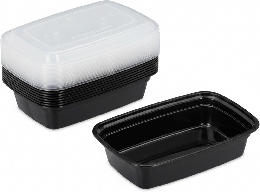 Relaxdays Meal Prep, 10er Set, 1 Fach, 1000 ml, mikrowellengeeignet, auslaufsicher, Food-Box, Kunsts