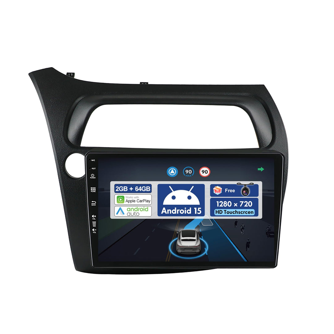 9 Zoll Autoradio für Honda Civic (2006-2012) GPS Navigation - Wireless CarPlay Android Auto - Rückfa