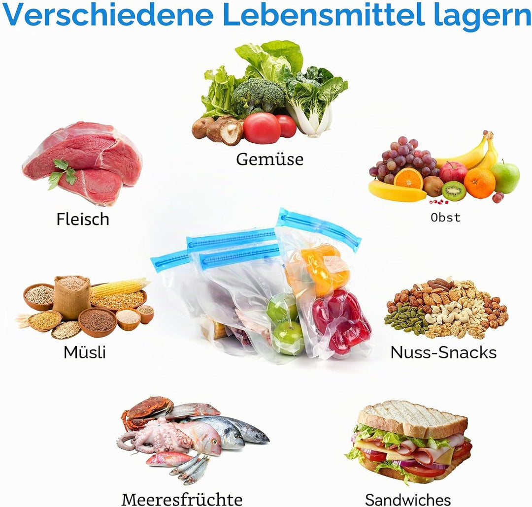 15 Wiederverwendbare BPA-freie Sous Vide Vakuumierbeutel in verschiedenen Grössen, passend für Jede