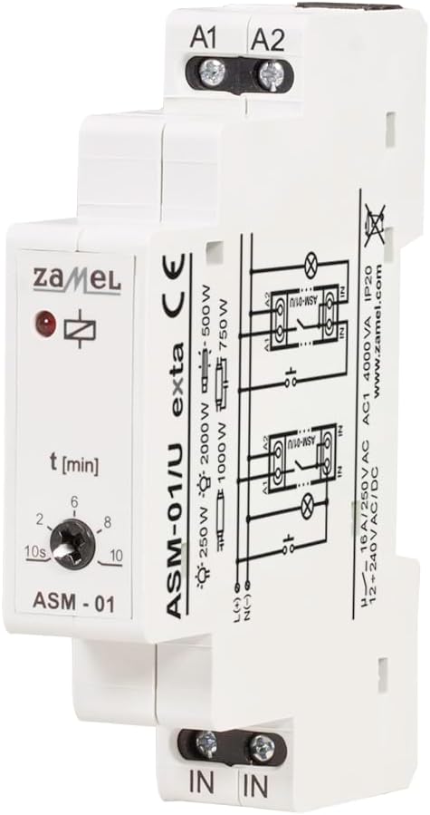 Zamel ASM-01/U Treppenlichtzeitschalter Hutschiene 12 V, 24 V, 230V