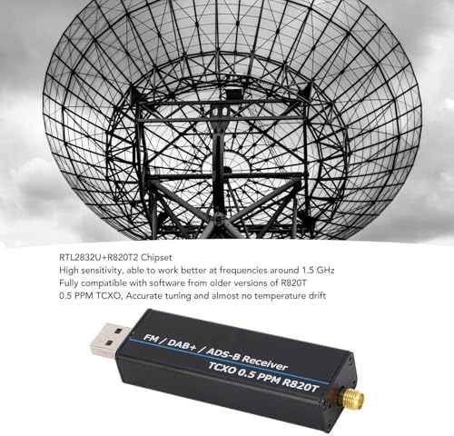 RTL-SDR-Empfänger mit RTL2832U und R820T2 Chipsatz, 0.5 PPM TCXO, USB-Anschluss, 100 kHz bis 1766 MH