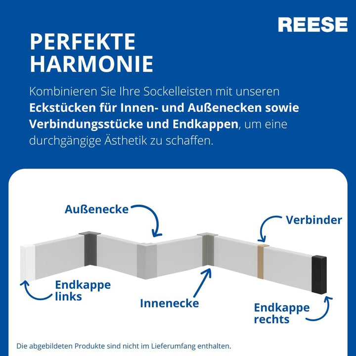 REESE Sockelleisten Schwarz | Weimarer Profil | MDF Folie | 60mm Höhe | 10 Stück / 23 lfm 60mm 10 St