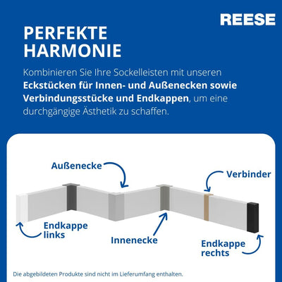 REESE Sockelleisten Schwarz | Weimarer Profil | MDF Folie | 40mm Höhe | 40 Stück / 92 lfm 40mm 40 St