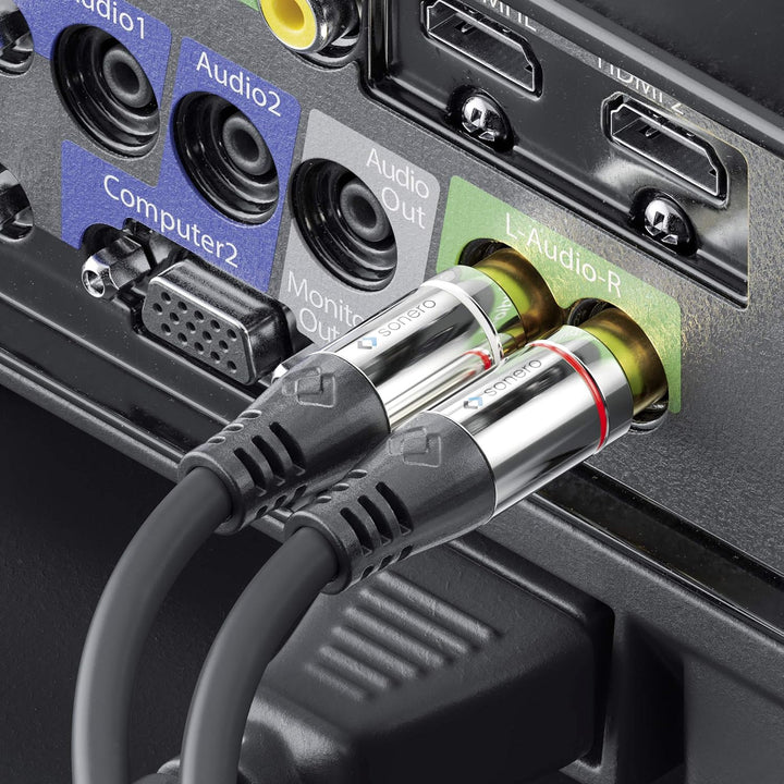 Sonero® Premium 5,00m Cinch Verlängerung, 2x RCA Stecker auf 2x Buchse, Audio Kabel, Subwoofer, HiFi