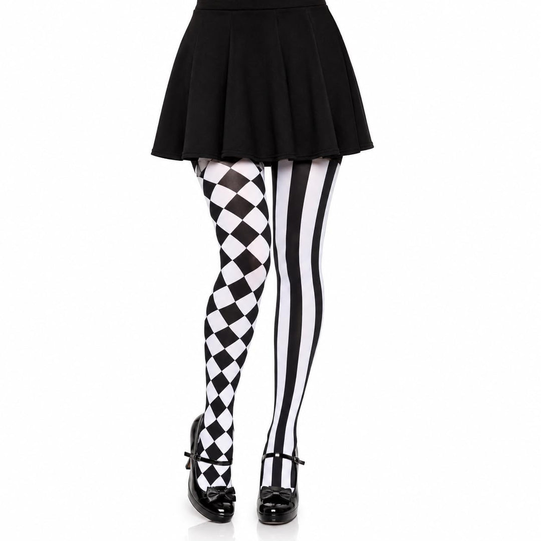 LEG AVENUE 7720 - Harlequin Pantyhose, Einheitsgrösse (EUR 36-40), Schwarz-Weiss, Schwarz-Weiss