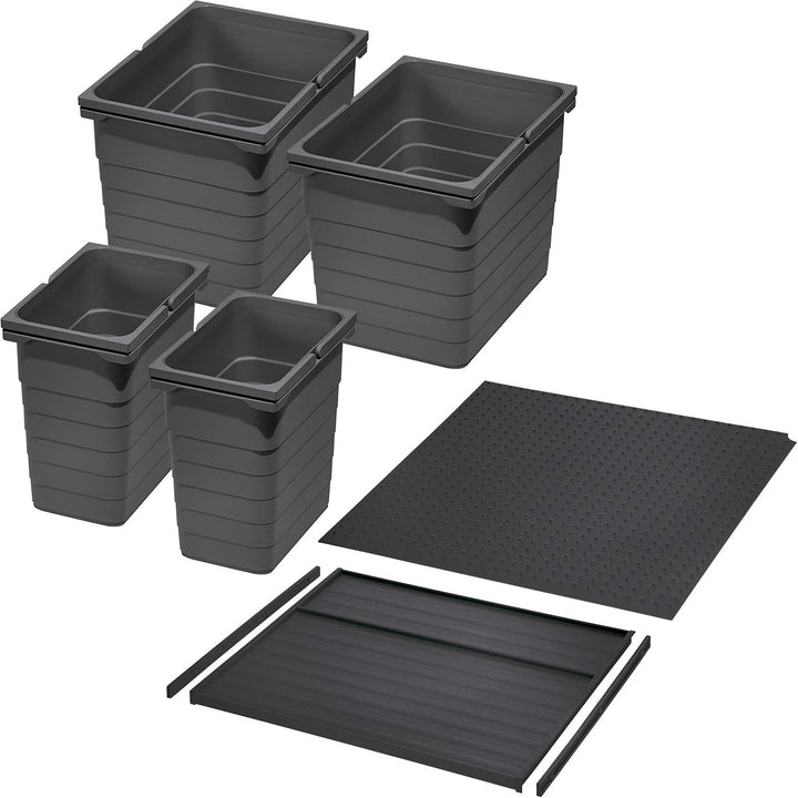 Ninka Abfalltrennsystem eins2vier KB 600 mm, Seitenstärke 16 mm Höhe 310 mm 2x 8L, 2x 17L, 1x 60er B