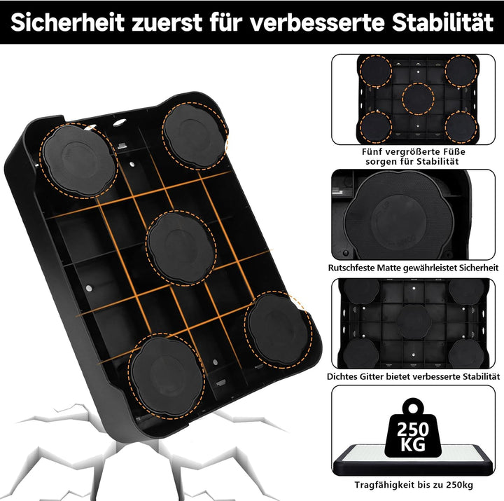 rutschfest Halbstufe bis 250 kg Tritthocker Nachleuchtende | 3-Stufig Höhenverstellbarer Trittstufe
