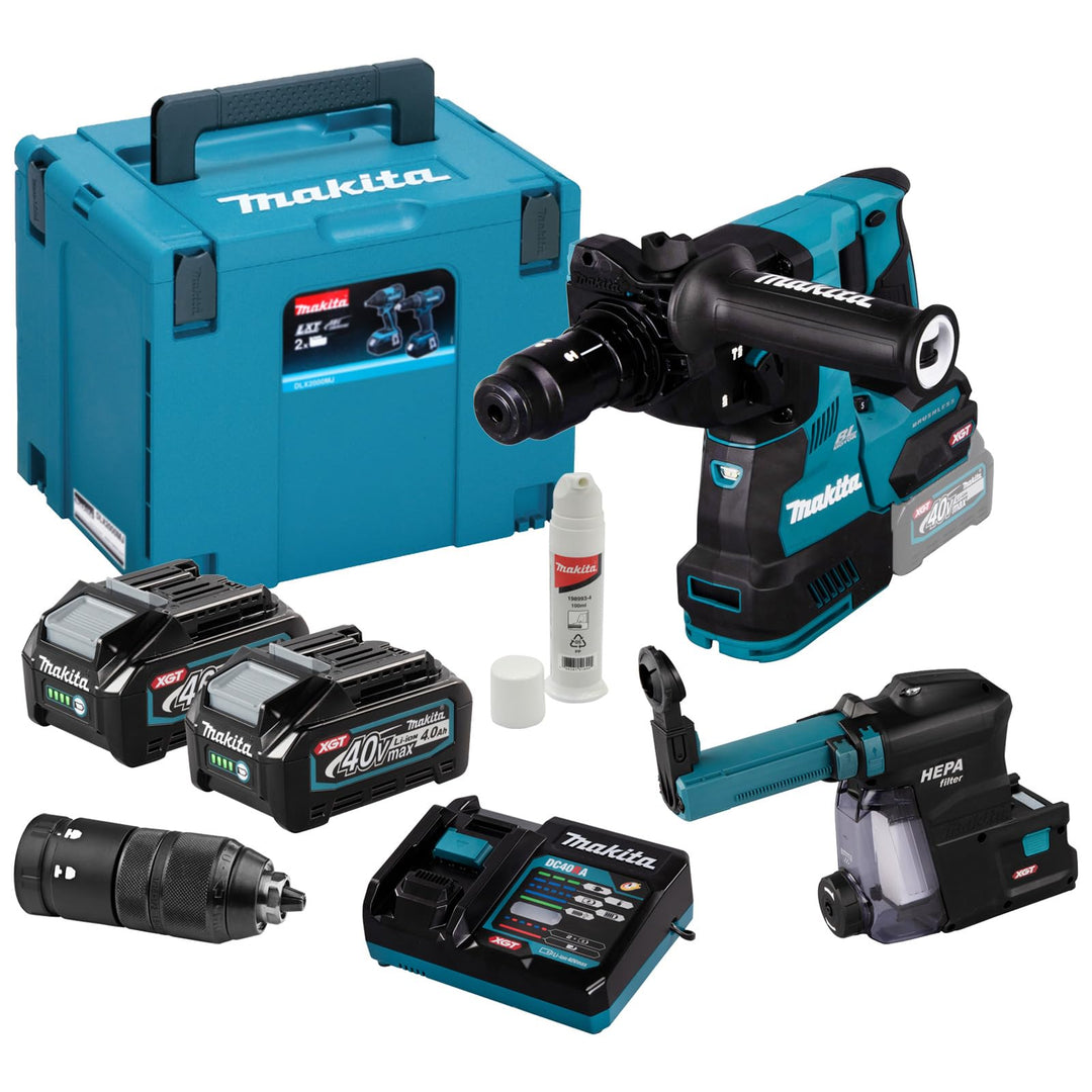 makita HR004GM202 Akku-Kombihammer SDS-PLUS 40V max. / 4,0 Ah, 2 Akkus + Ladegerät im MAKPAC inkl. S