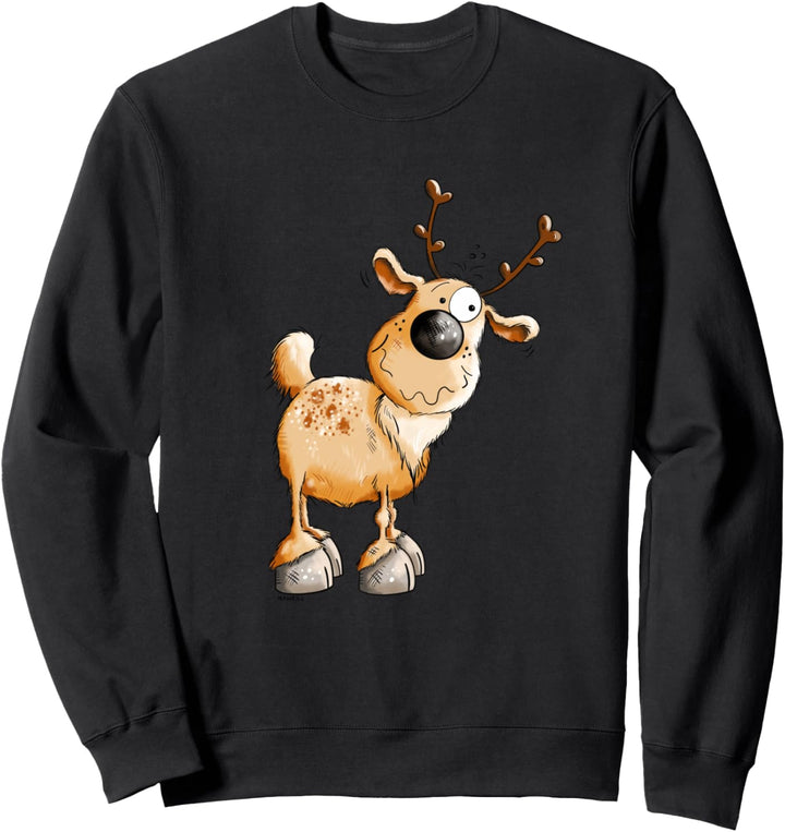 Lustiges Rentier I Hirsch Damwild Tiermotiv Wildtiere Sweatshirt