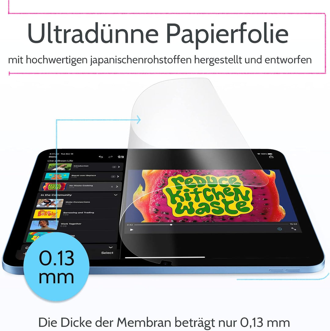 2 Stück Papier Schutzfolie für iPad 10. Generation 10,9 Zoll 2022, Matte Paper Folie Blendfreiem Dis