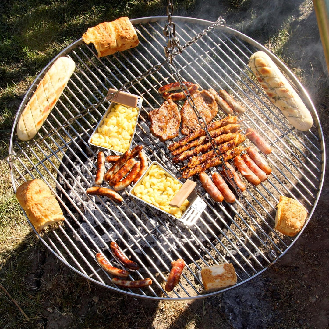 Grillrost RUND - 50cm aus Edelstahl - Handwerksprodukt - Made in Germany mit 3 Aufhängeösen Ø 50 cm,