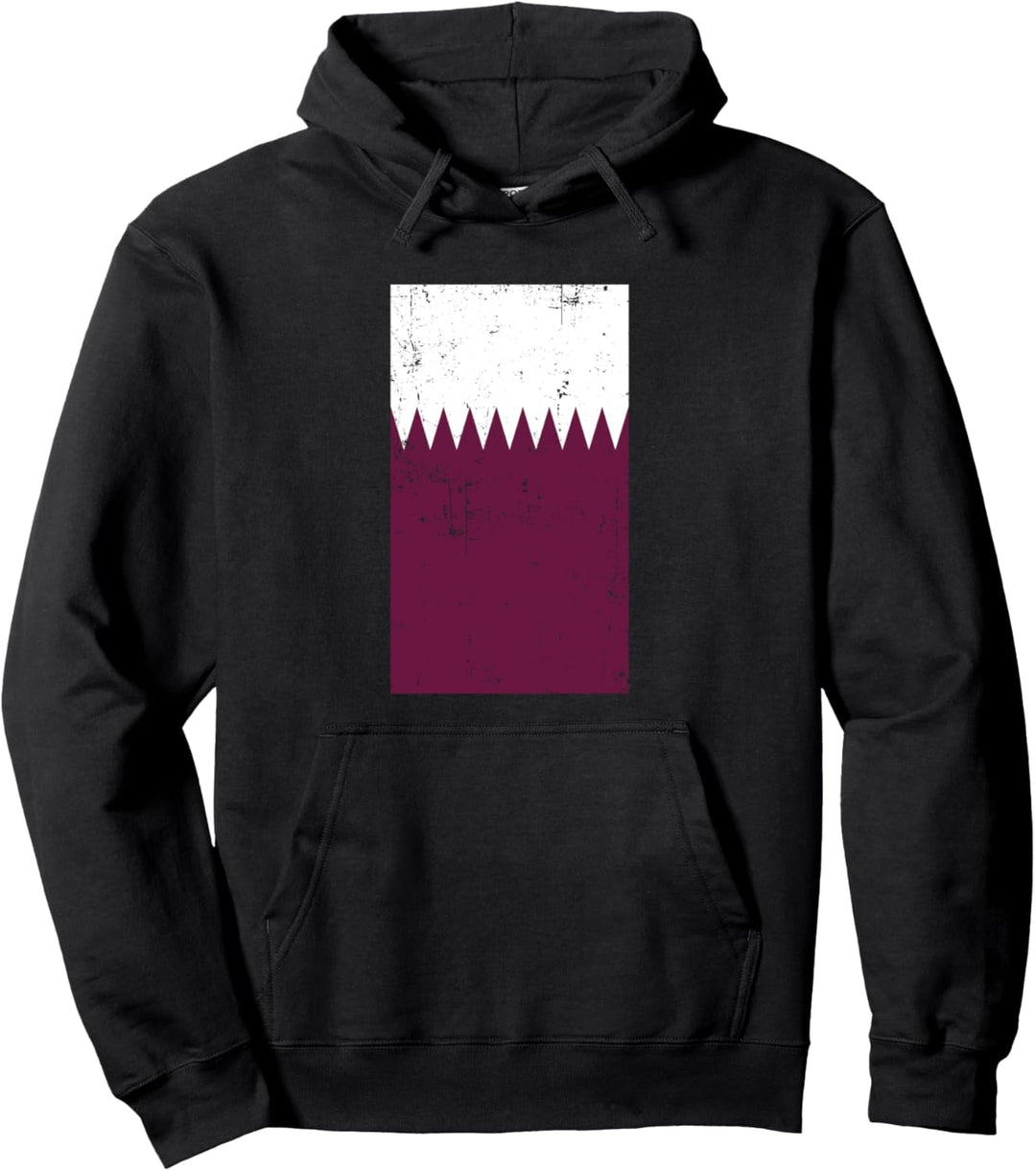 State of Qatar Middle East Doha Distressed Flag Pullover Hoodie
